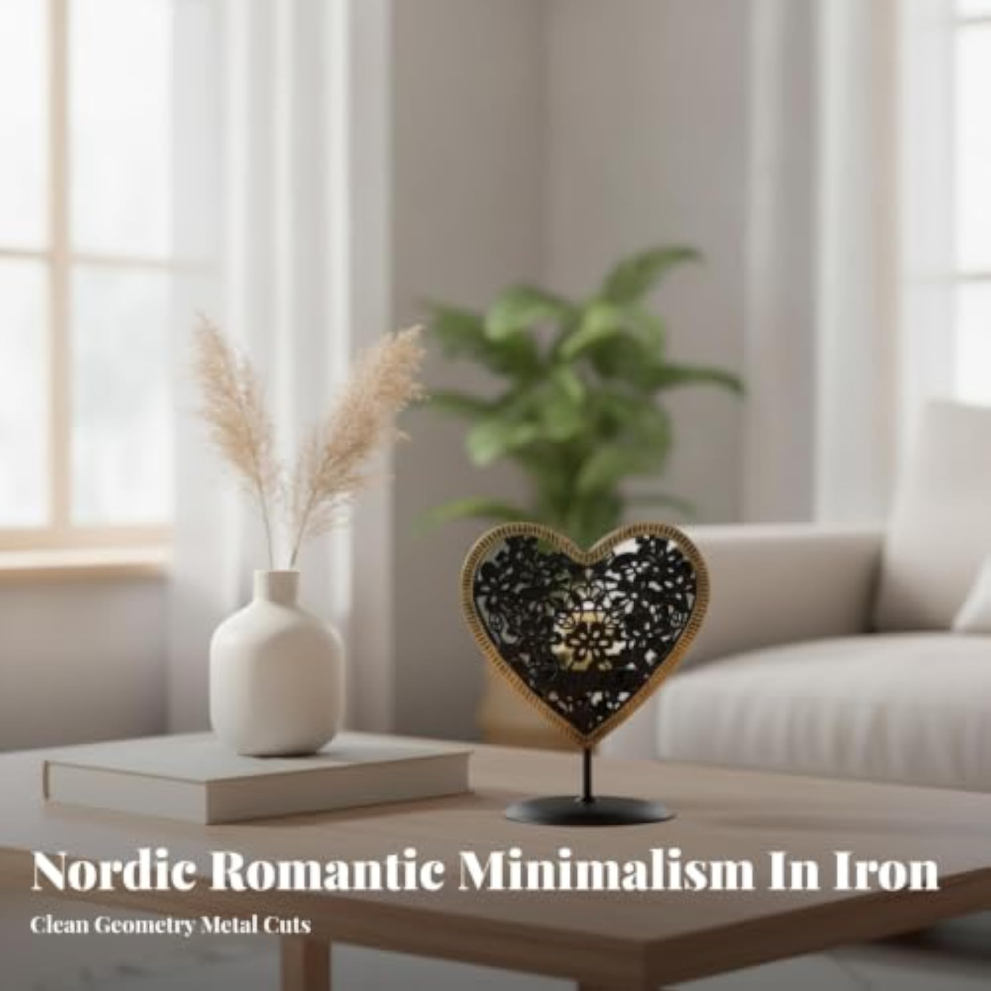Openwork Heart Candle Holder, Metal Design